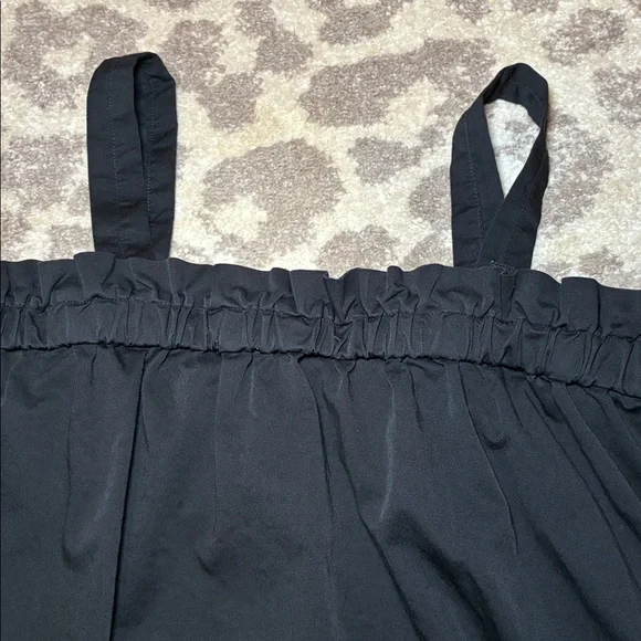 EVERLANE Paper Bag Dress Black Elastic Top Pockets Mini Adjustable Strap Medium - Picture 7 of 8